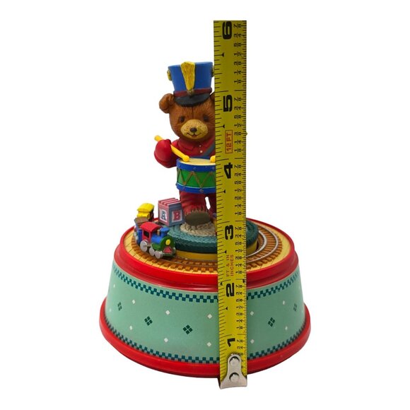 Vtg 1988 Enesco Little Drummer Bear 5.5" Small World of Music Motion Christmas - Picture 11 of 12